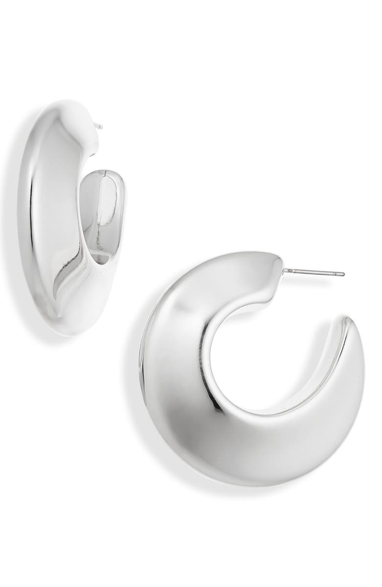Cara Chunky Statement Hoop Earrings, Main, color, Silver