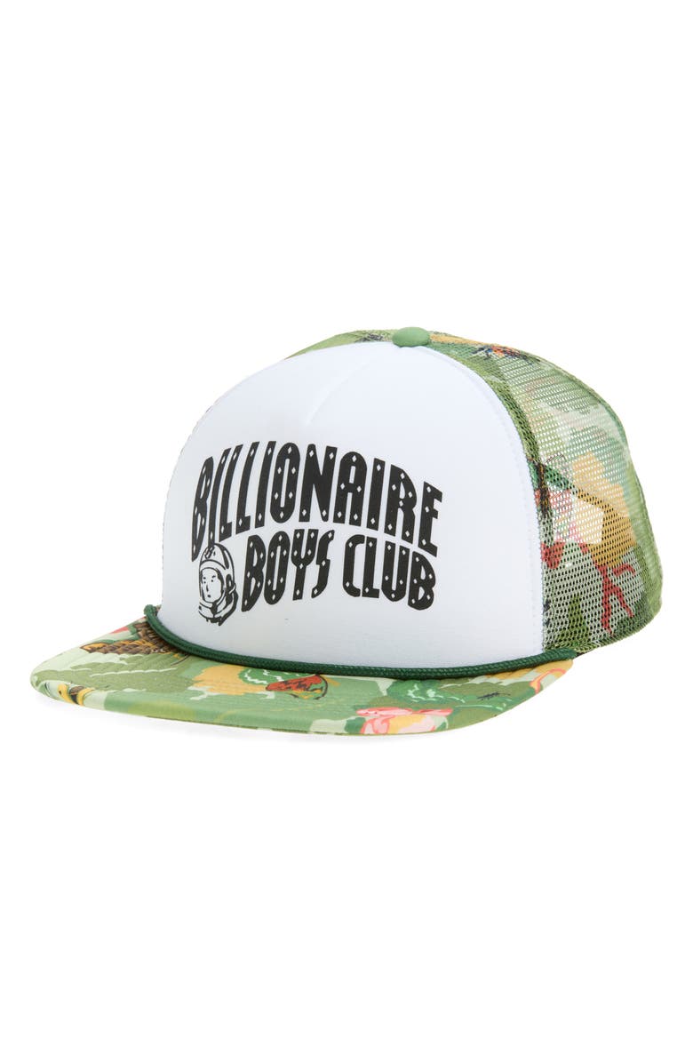 Billionaire Boys Club Curve Logo Trucker Hat, Main, color, Pale Marigold