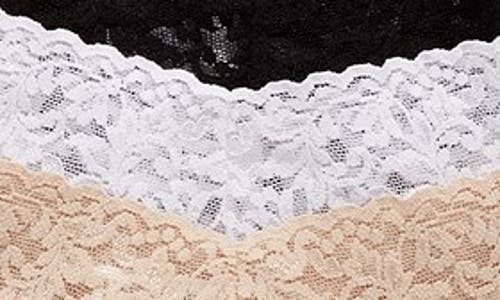 Hanky Panky Supima® Cotton & Lace Assorted 3-pack Original Rise Thongs In Multi