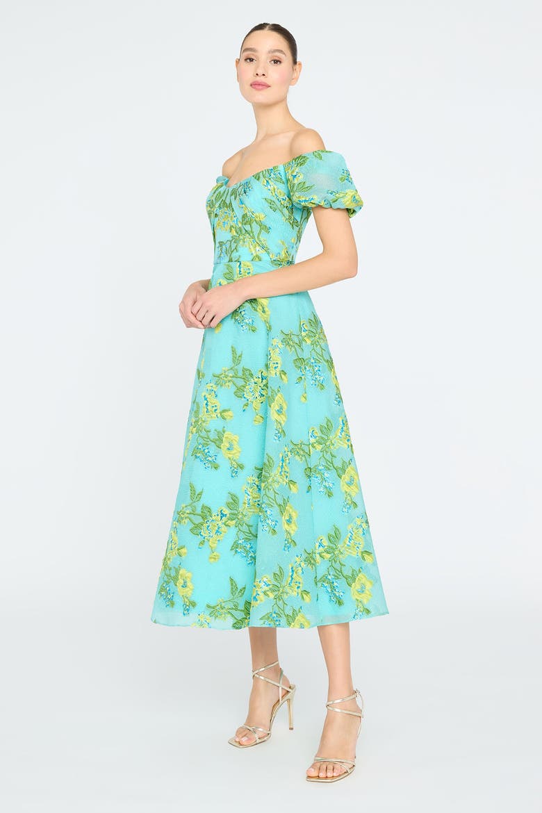 Alanis Off Shoulder Dress, Alternate, color, Aqua