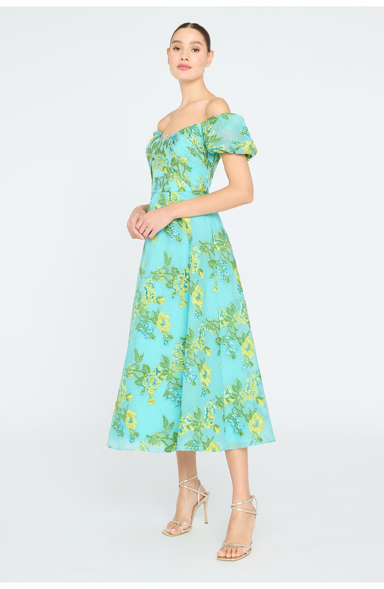 Theia Alanis Off Shoulder Dress, Alternate, color, Aqua