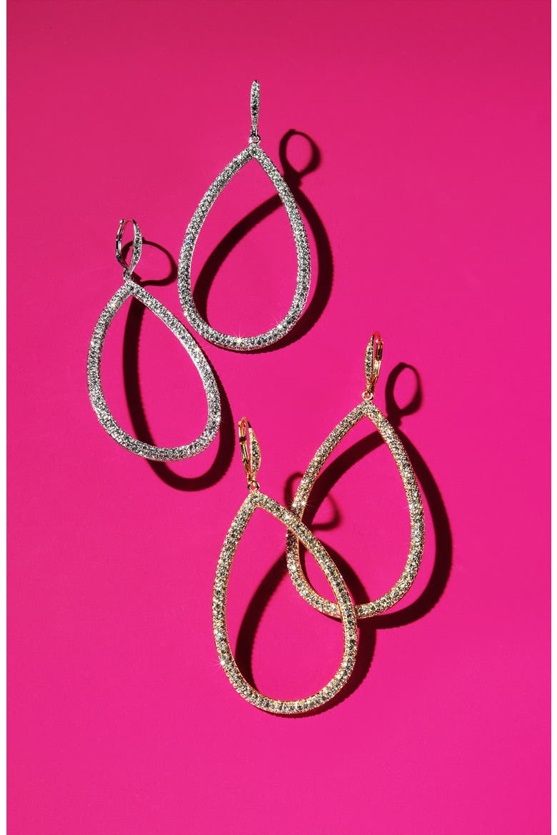 Pavé Open Teardrop Earrings, Alternate, color, BLACK DIAMOND