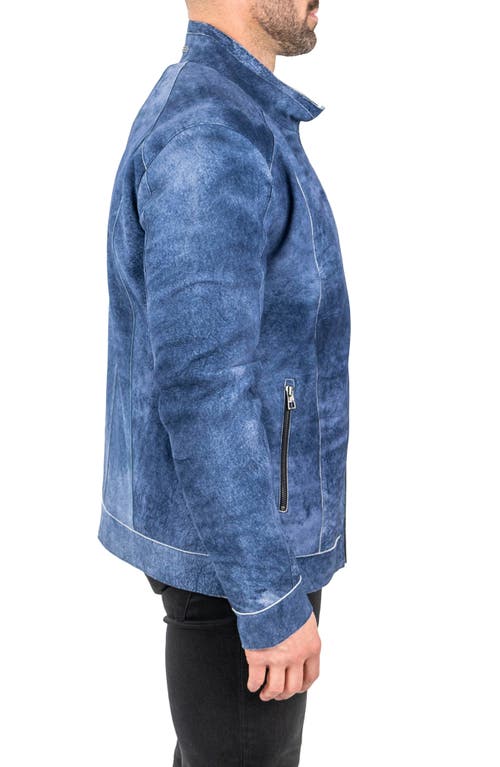 Maceoo Denim Effect Suede Jacket In Blue