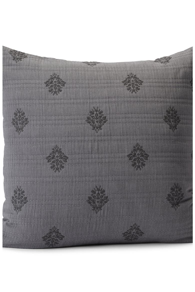 Embroidered Matelasse Pillow Sham, Alternate, color, Ultimate Gray Medallion Floral
