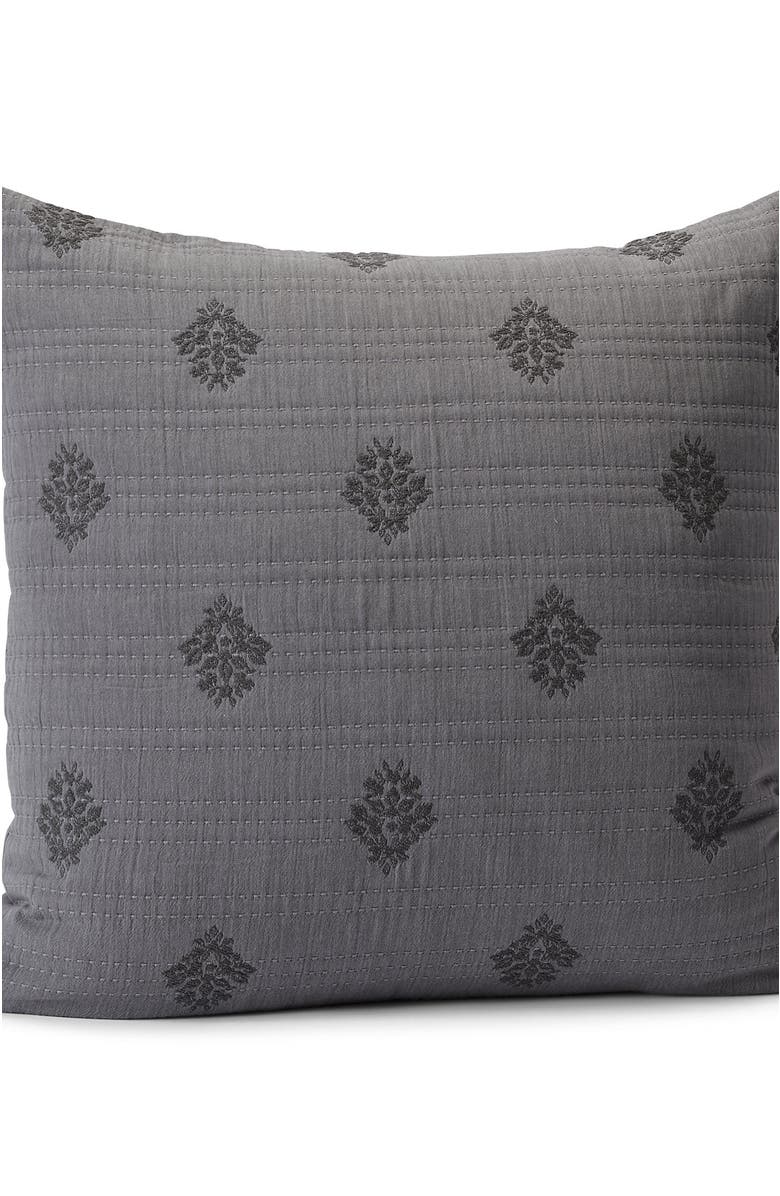 Lands' End Embroidered Matelasse Pillow Sham, Alternate, color, Ultimate Gray Medallion Floral