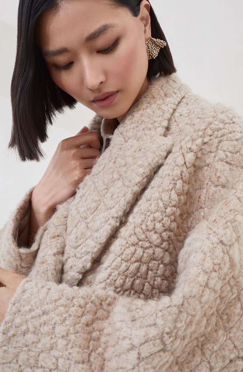 Brunello Cucinelli Coat with dazzling croc motif, Alternate, color, Camel