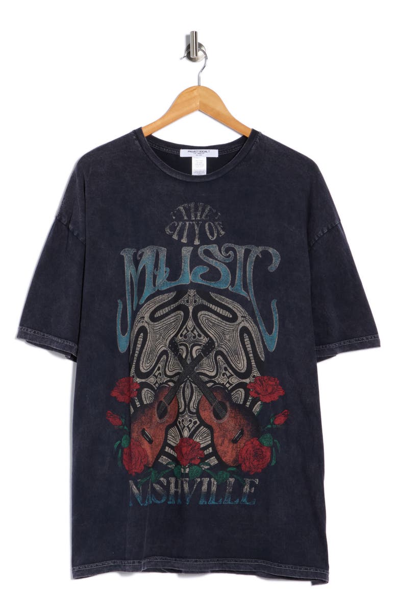 Project Social T Nashville Oversized Graphic T-Shirt, Alternate, color, Off Black