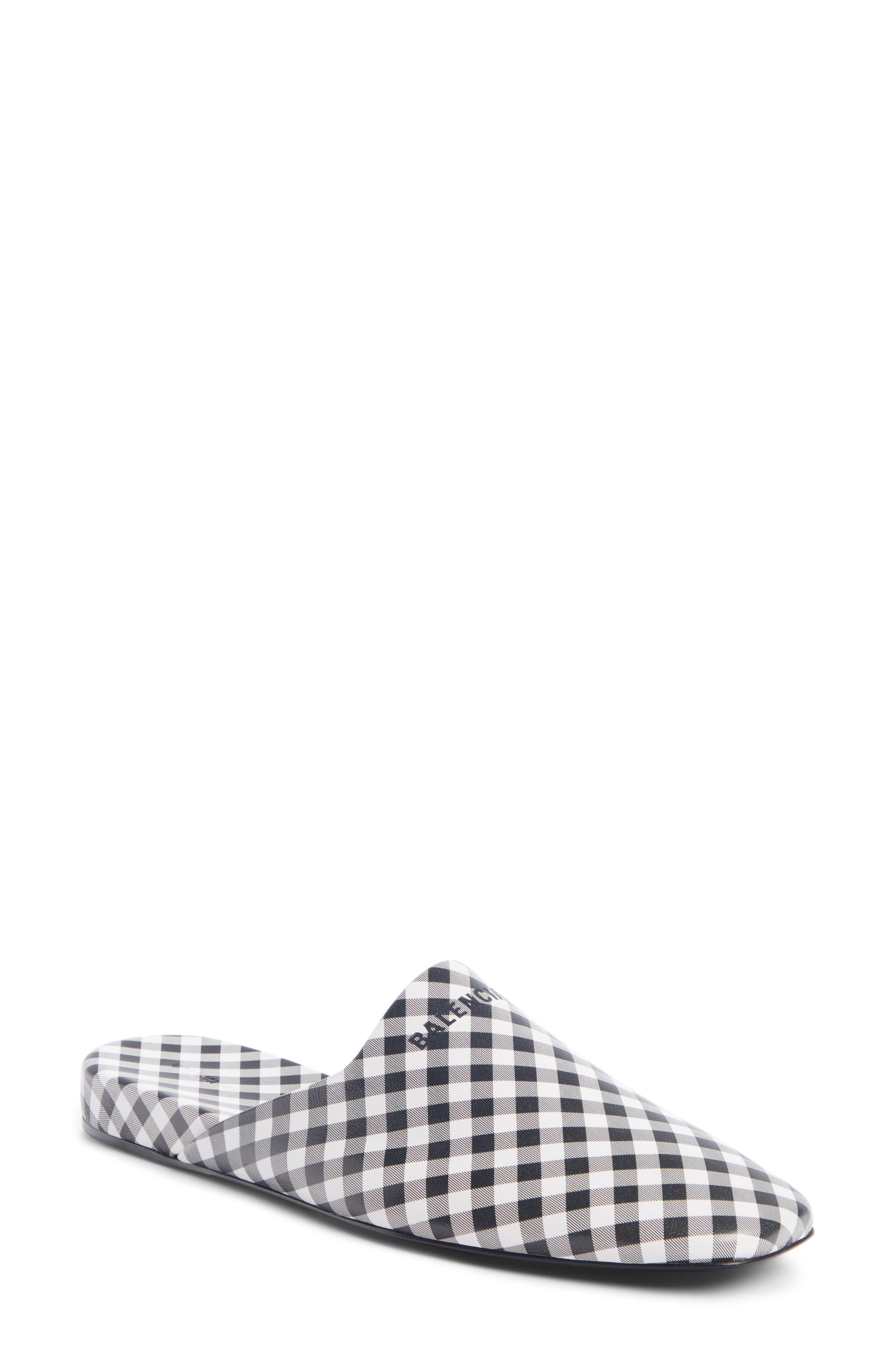 Balenciaga Cosy Gingham Print Square Toe Mule, Main, color, 