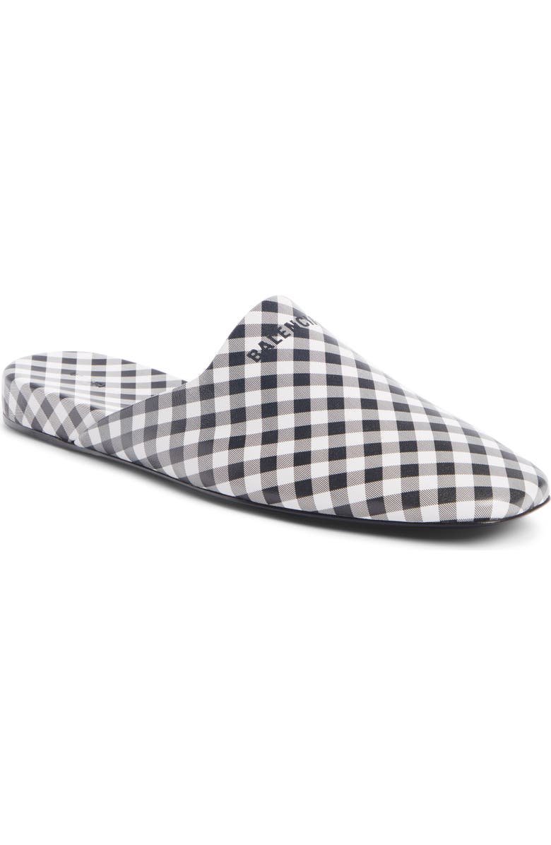 Balenciaga Cosy Gingham Print Square Toe Mule, Main, color,