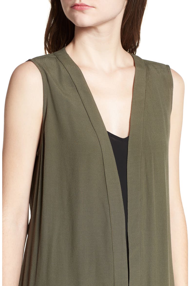 Ruched Back Vest, Alternate, color, OLIVE SARMA