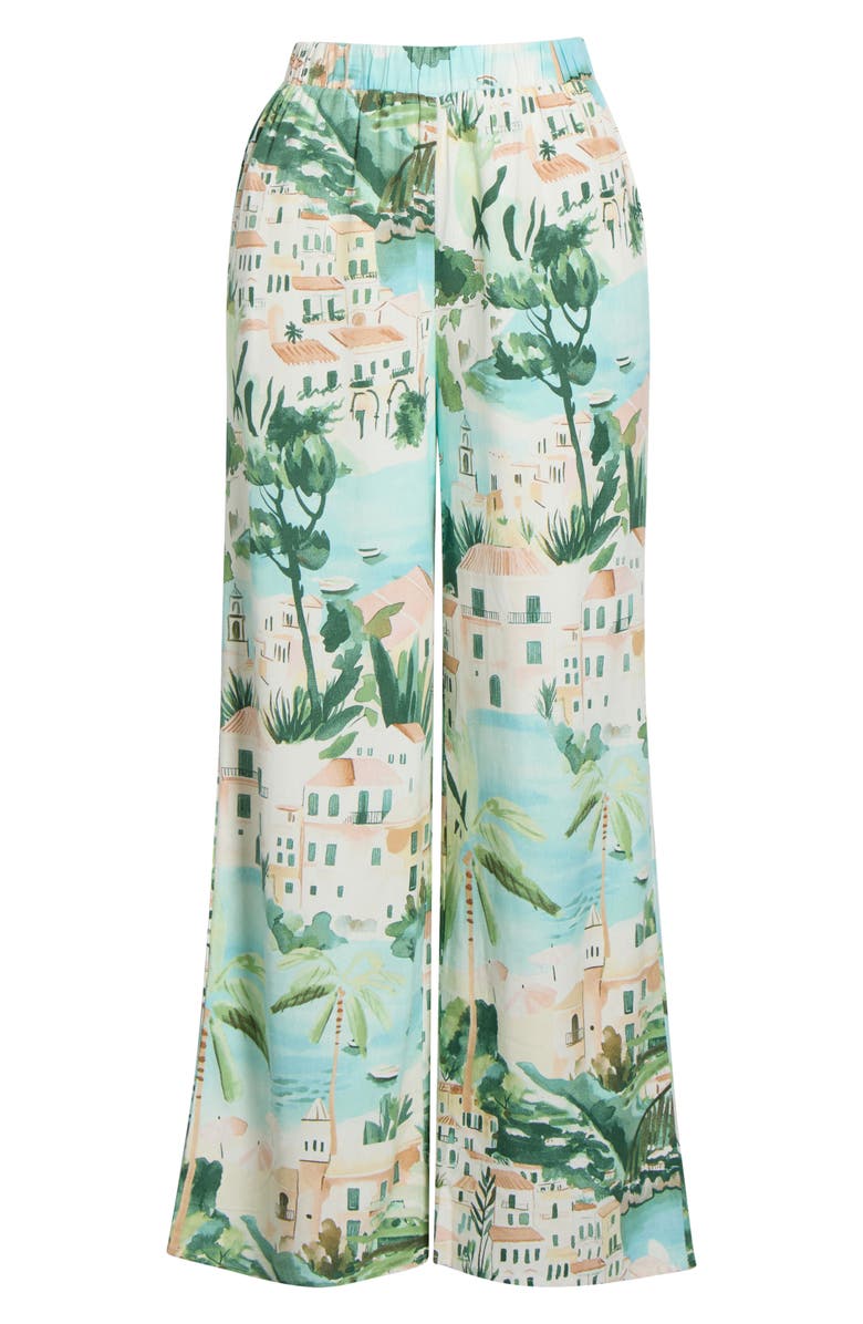 SUGARLIPS Piti Town Snipy High Waist Wide Leg Pants, Alternate, color, Aqua-Multi