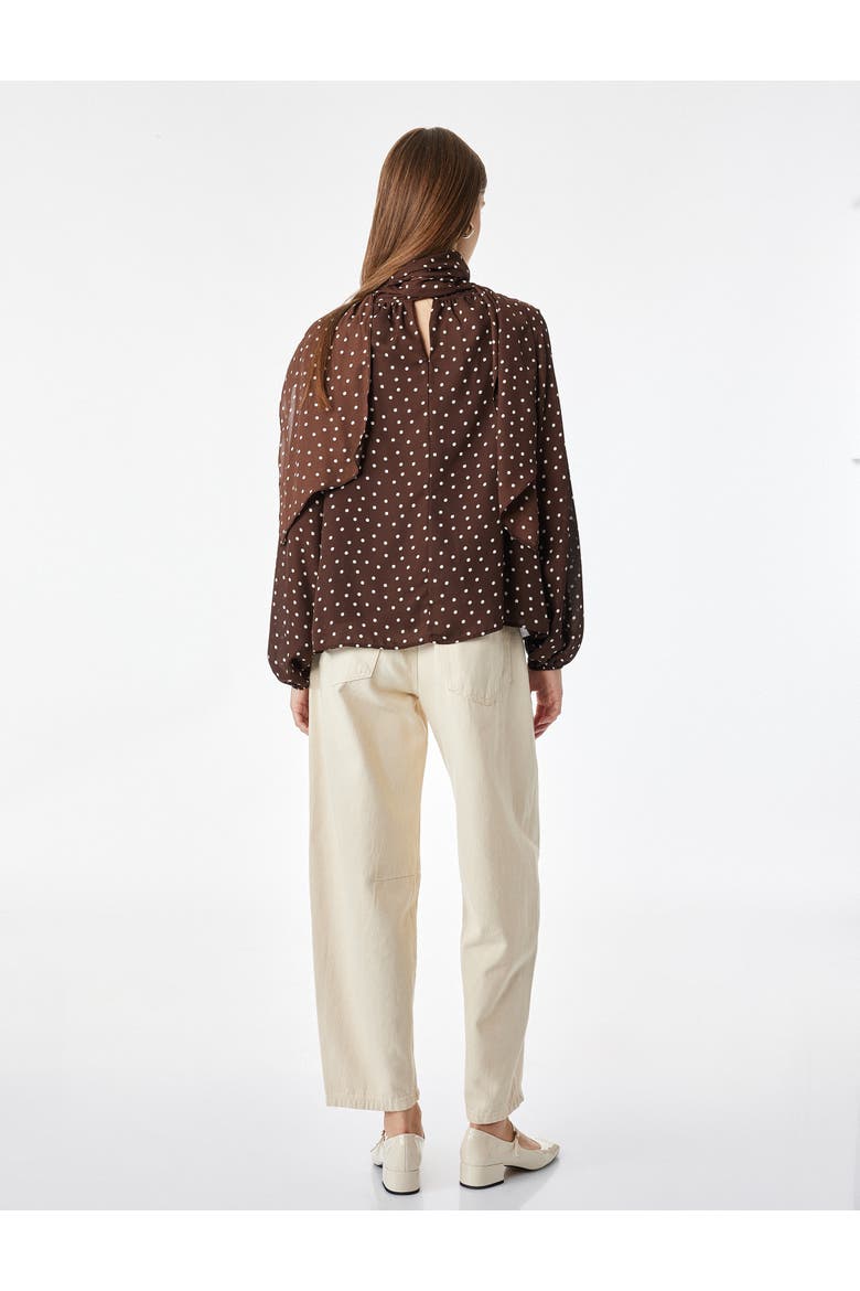 Polka Dot Chiffon Blouse, Alternate, color, BROWN DESIGN
