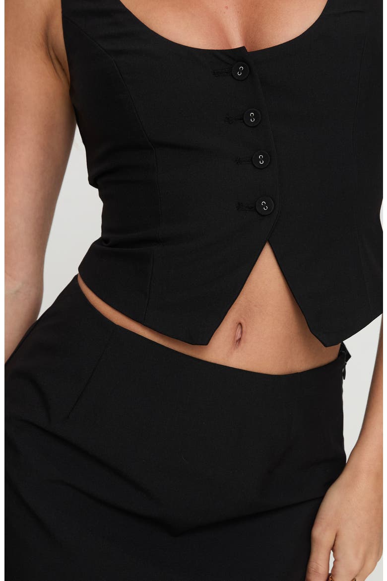 Hikaru Crop Vest & Miniskirt Set, Alternate, color, BLACK