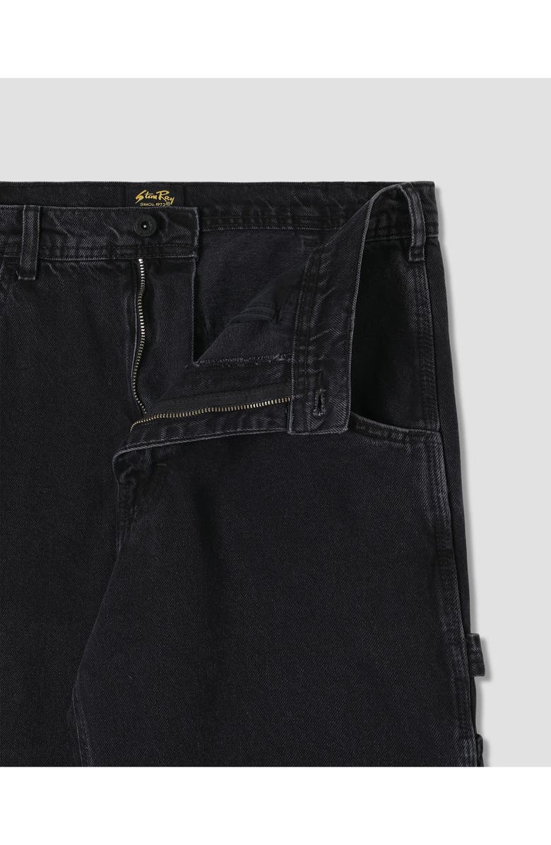 STAN RAY 80s Tapered Leg Cotton Denim Denim Painter Pants, Alternate, color, Stonewashed Black Denim