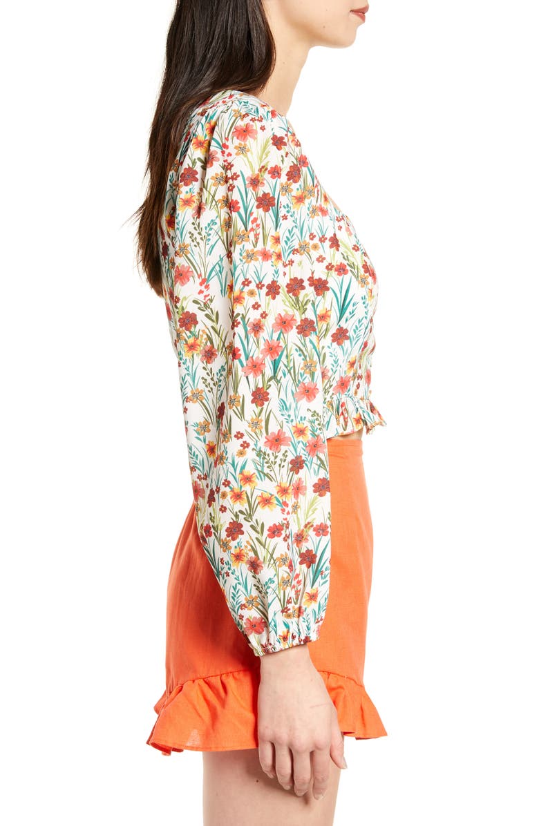 Lost + Wander Renee Floral Print Long Sleeve Crop Top, Alternate, color, 