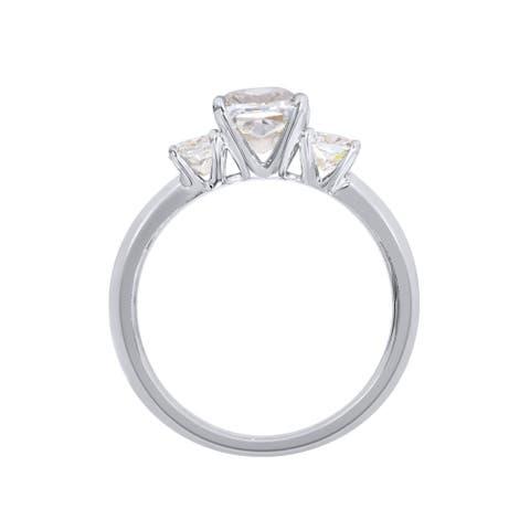 Kahini 14K Gold Cushion Lab Grown Diamond Three Stone Engagement Ring - 2.15 Cts