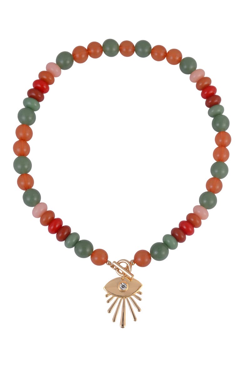Aventurine Evil Eye Pendant Necklace, Main, color, GOLD MULTI