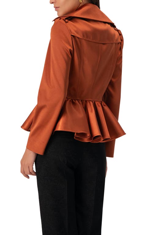 Ivonne Short Double-breasted Trench Coat In Orange