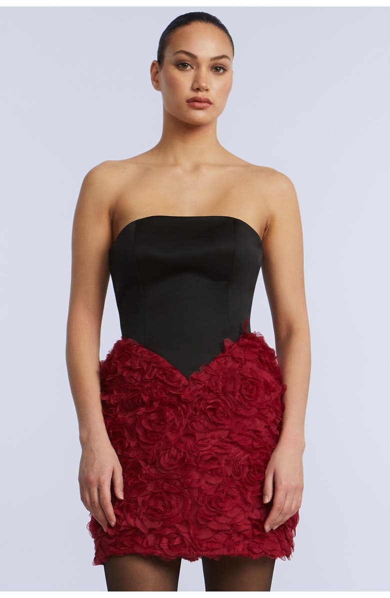 BCBGMAXAZRIA Floral Applique Cocktail, Alternate, color, Black & Chilli Pepper