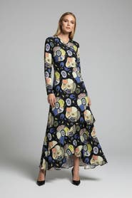 Mizalle Special Patterned Cutout Dress - Mix