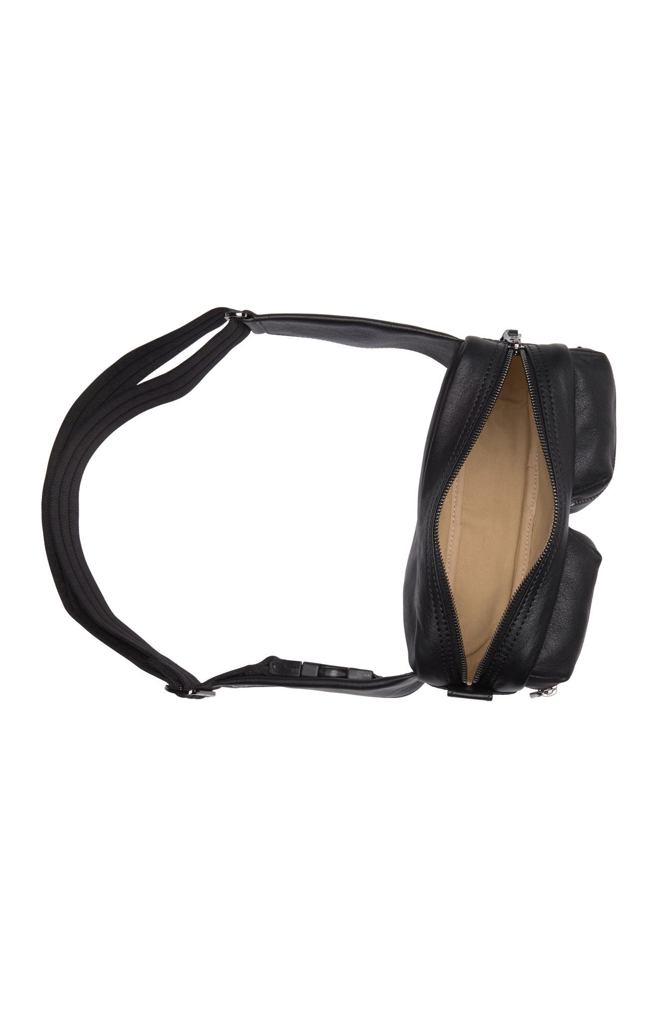 Longchamp Two Pocket Belt Bag, Alternate, color, Black