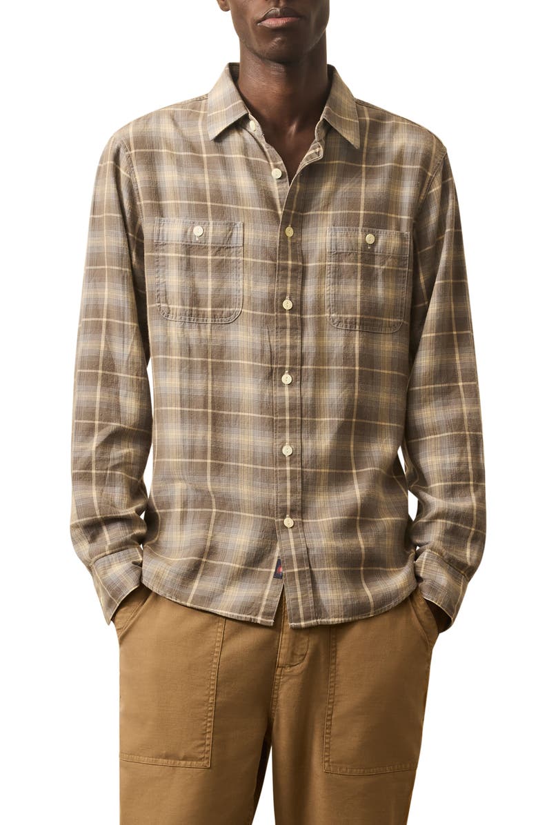 Faherty The Tried & True Plaid Chambray Button-Up Shirt, Main, color, 