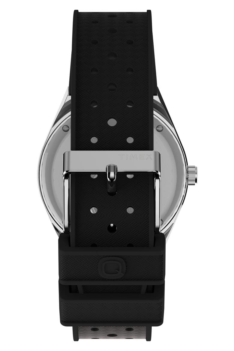 Q Timex Silicone Strap Watch, 38mm, Alternate, color, SILVER/ BLACK/ BLACK