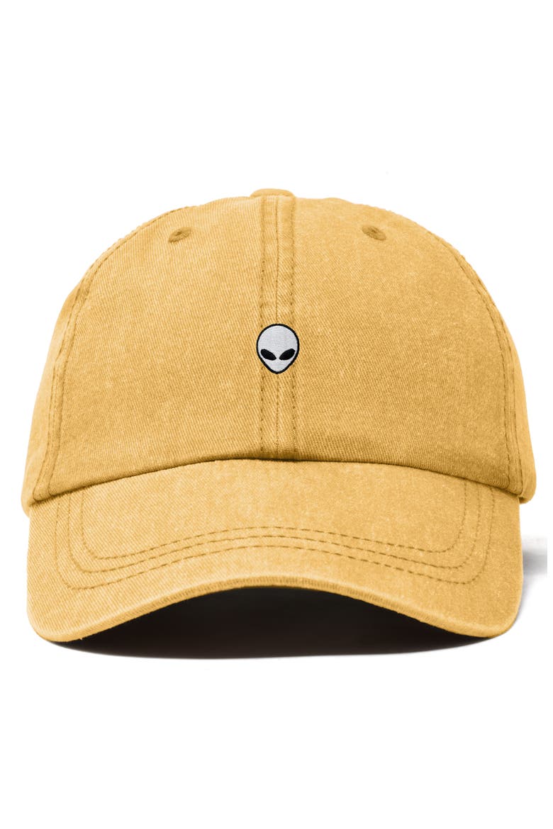 Mens Lil Alien Cotton Dad Cap, Main, color, Washed Gold