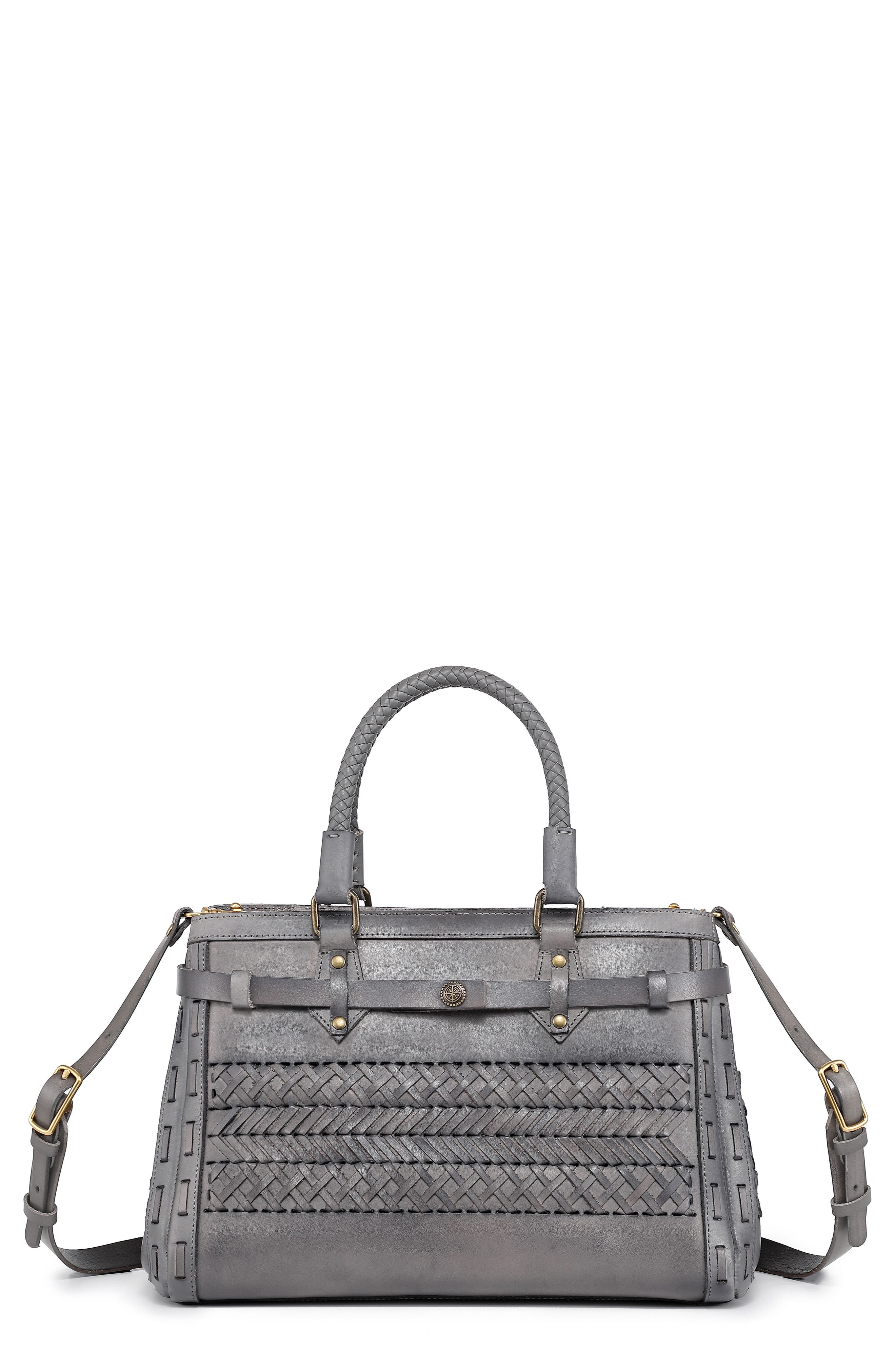 OLD TREND Woven Leather Satchel, Main, color, 