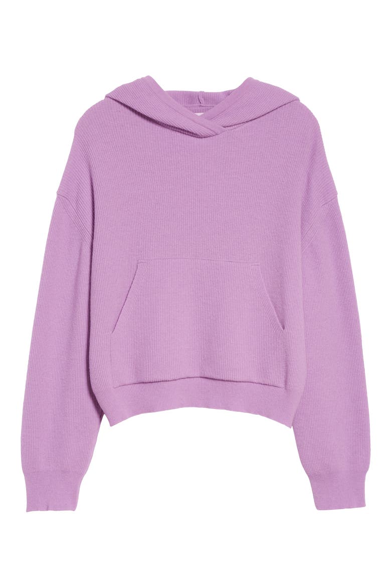 Merino Wool & Cashmere Blend Crop Hoodie, Alternate, color, LAVENDER