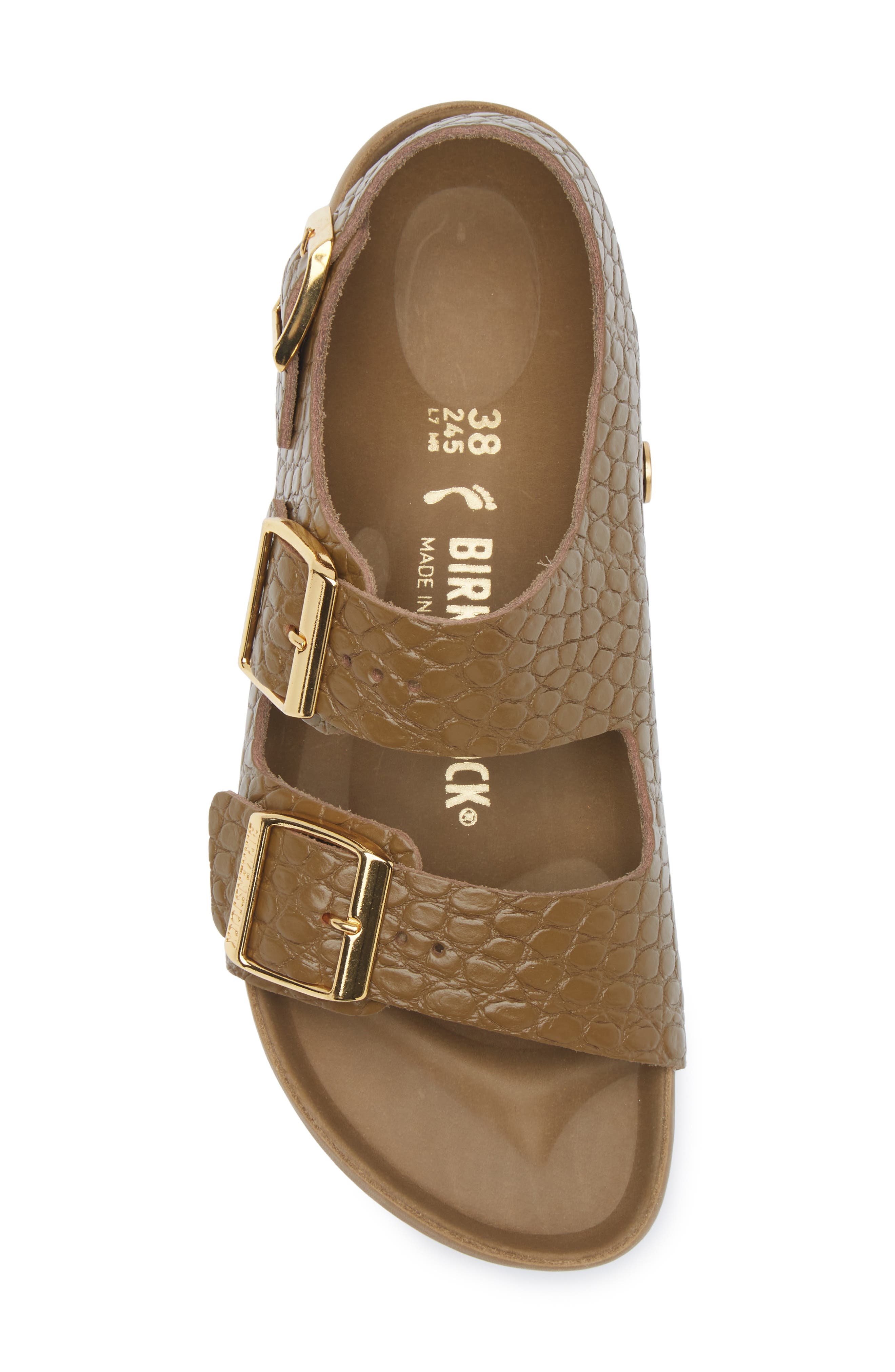 Birkenstock Milano Reptile Embossed Slingband Sandal, Alternate, color, Mud Green