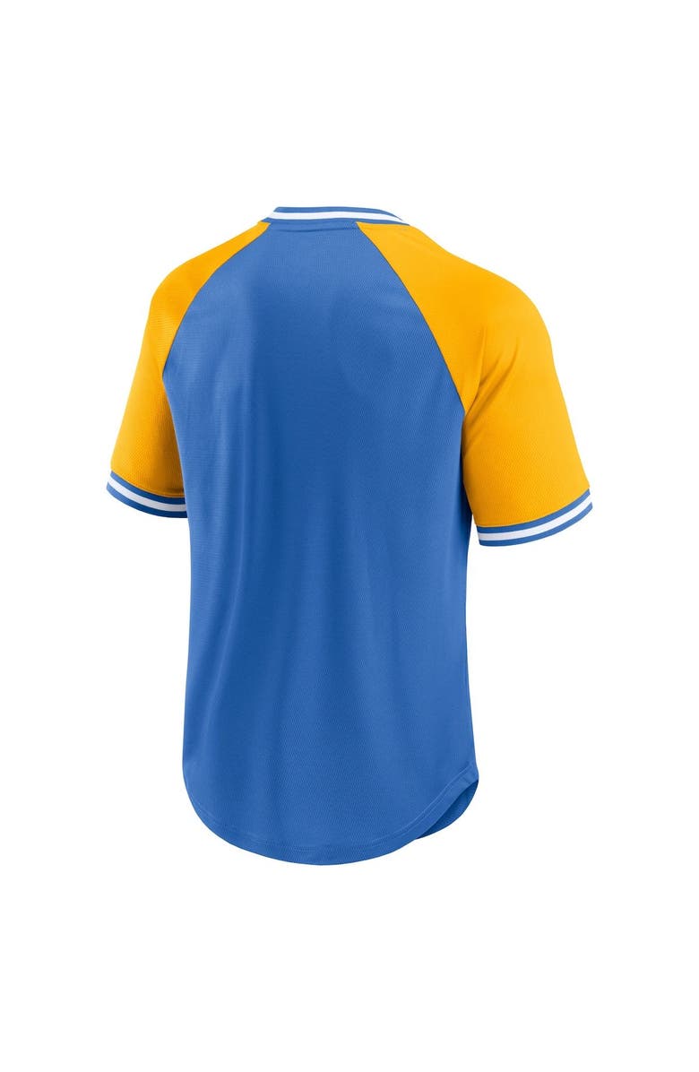 FANATICS Men's Fanatics Branded Powder Blue Los Angeles Chargers Second Wind Raglan V-Neck T-Shirt, Alternate, color, Powder Blue