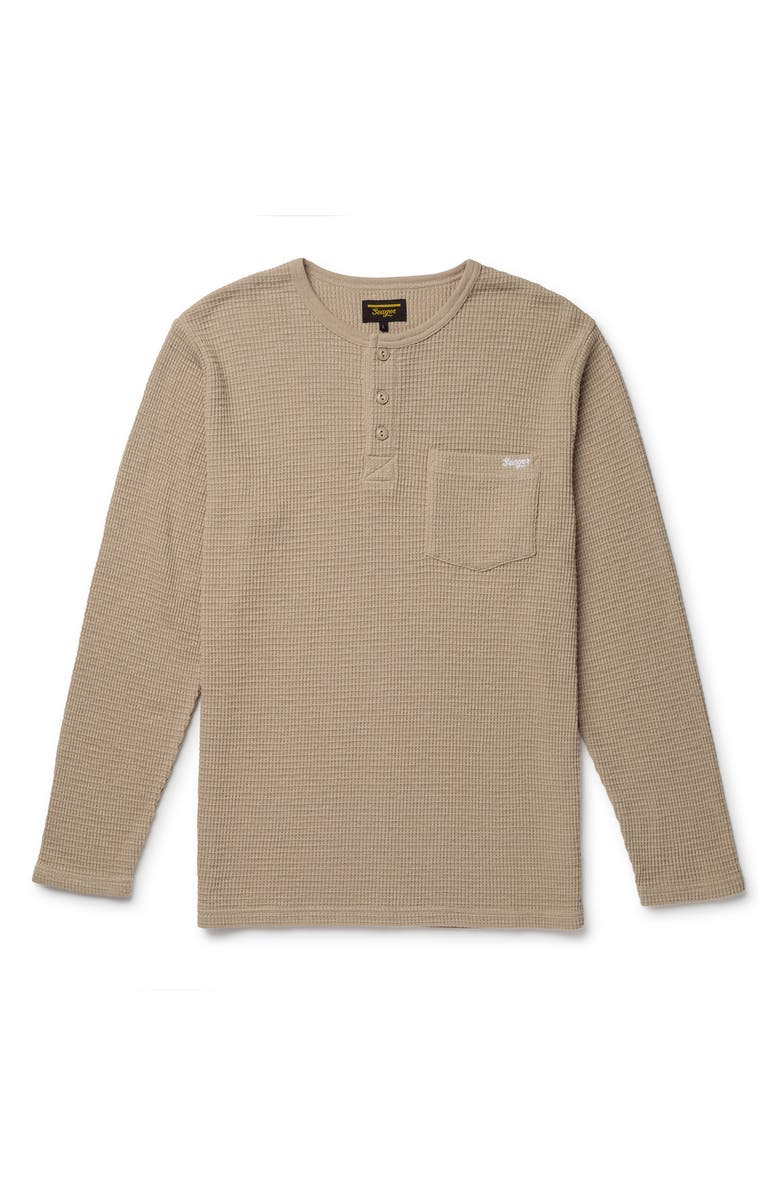 Seager Co Sawpit Long Sleeve Cotton Thermal Henley, Main, color, Stone