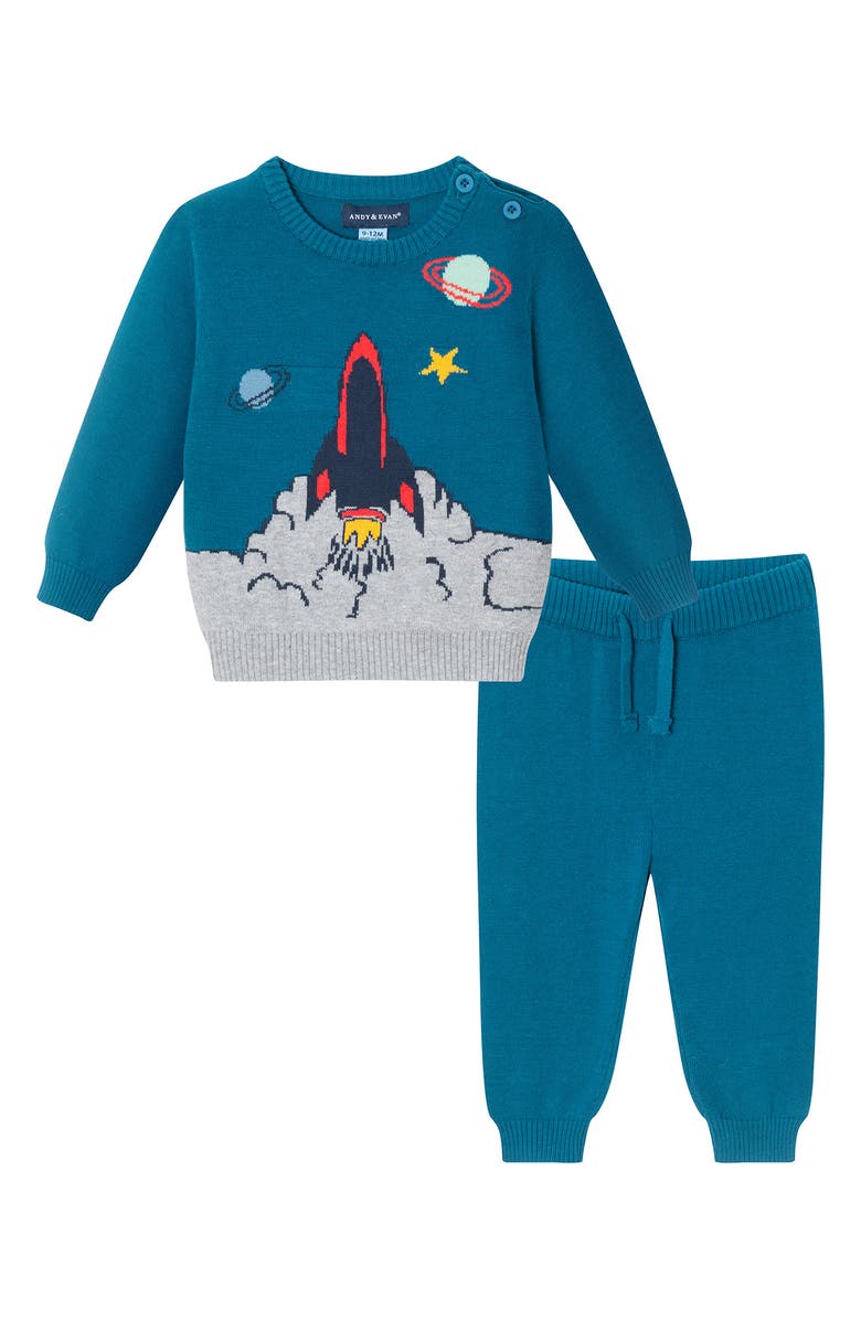 Andy & Evan Space Cotton Sweater & Knit Joggers Set, Main, color, 