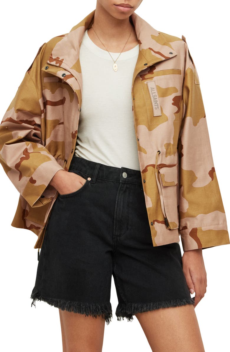 AllSaints Katey Camo Jacket, Main, color,
