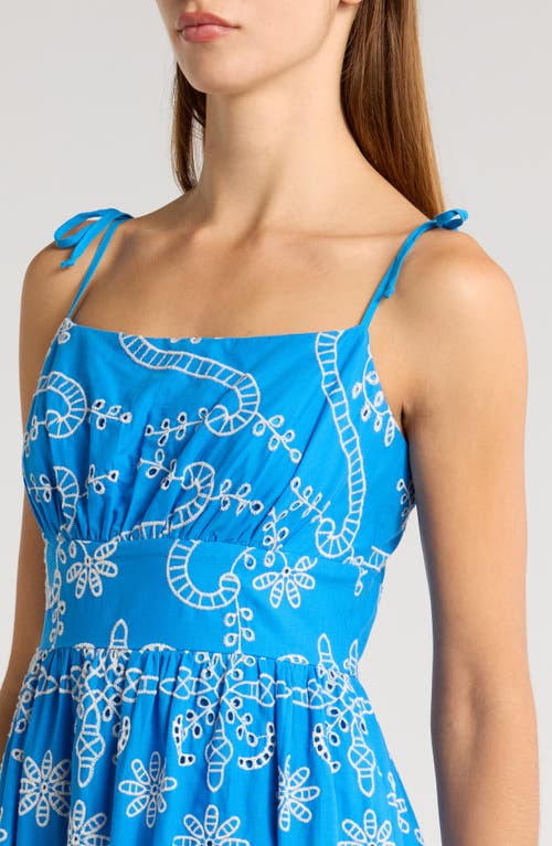 Julia Jordan Cotton Eyelet Sundress In Blue/ivory