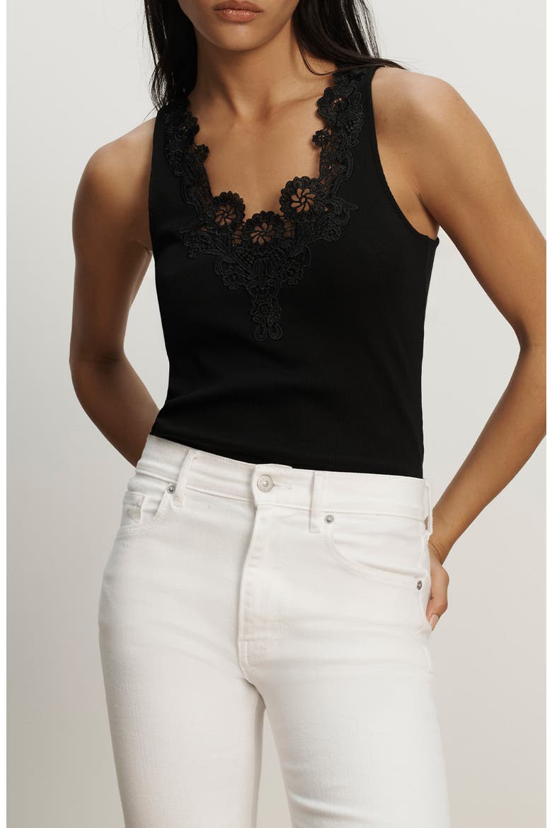 Narcisa Floral Embroidered Tank, Main, color, BLACK