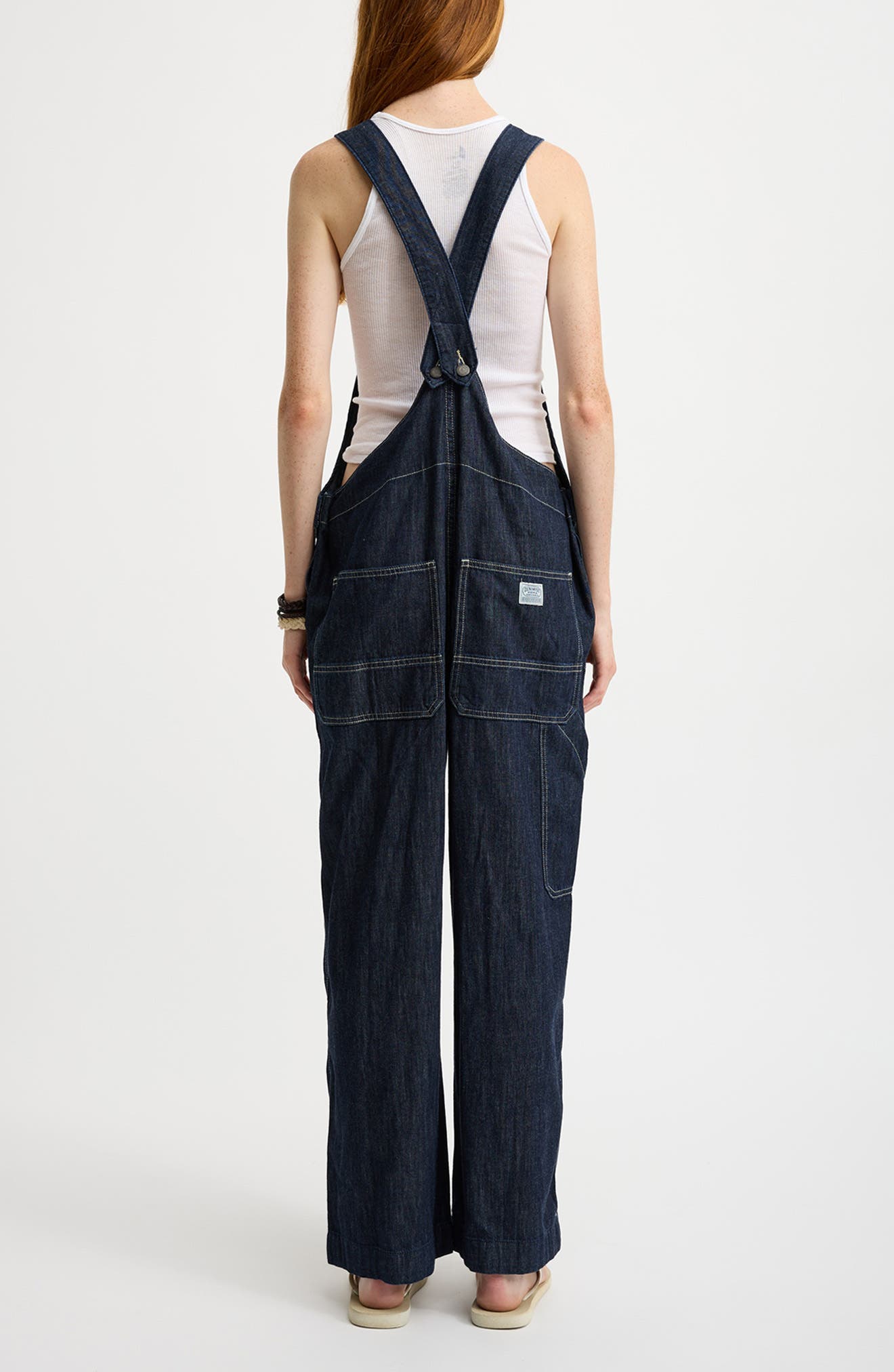Relaxed Fit Tie Strap Denim Overalls - image 2