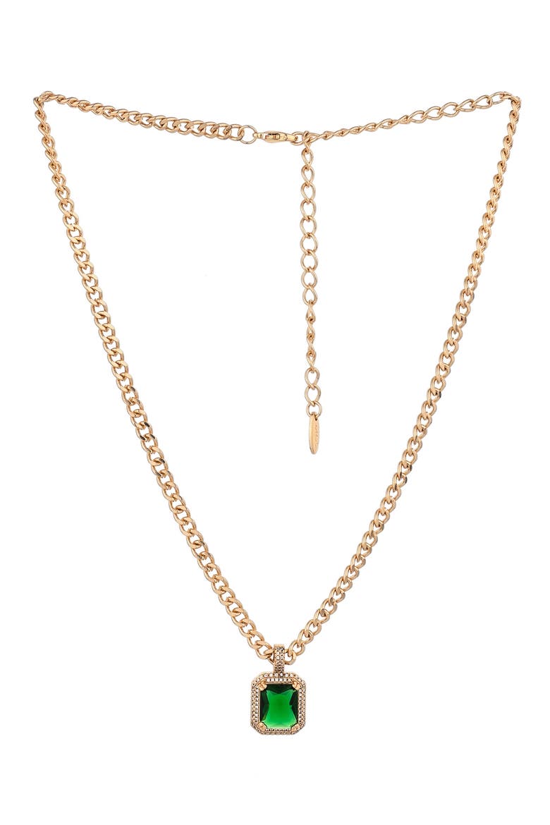 Cubic Zirconia Pendant Necklace, Alternate, color, GREEN