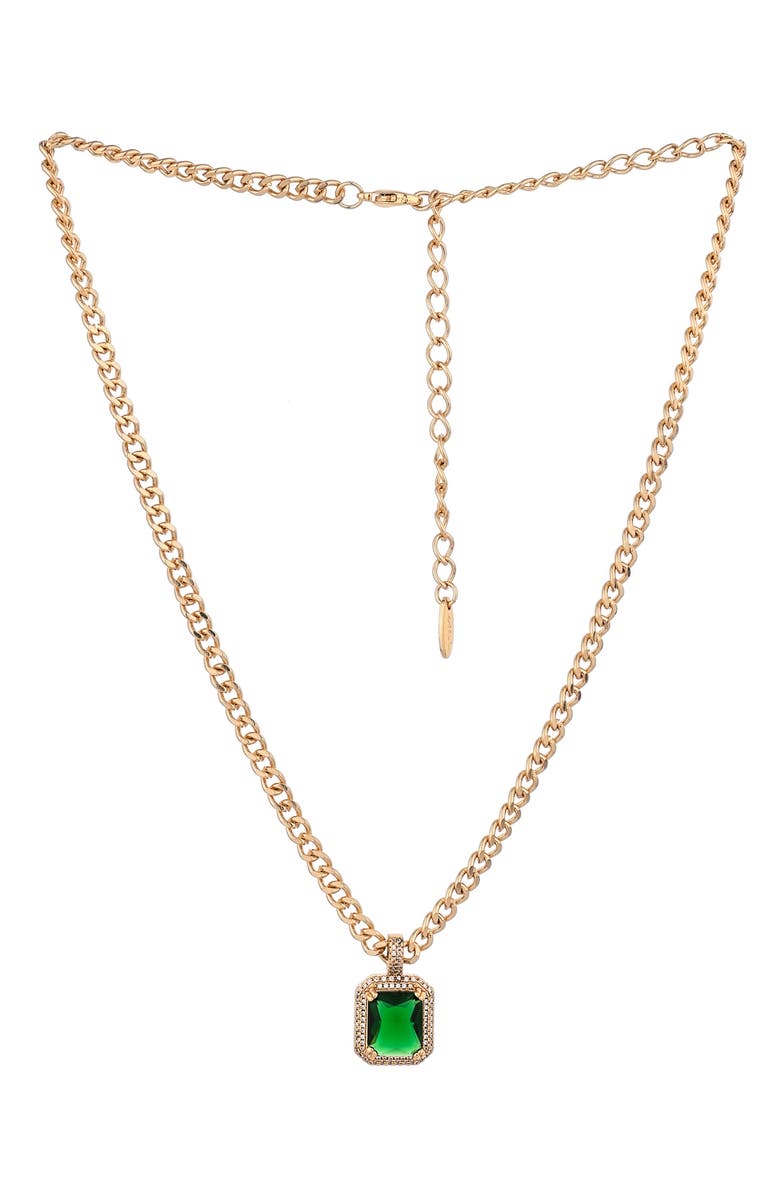 Ettika Cubic Zirconia Pendant Necklace, Alternate, color, Green