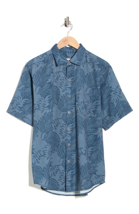 Luau Leaves Short Sleeve Button-Up Shirt