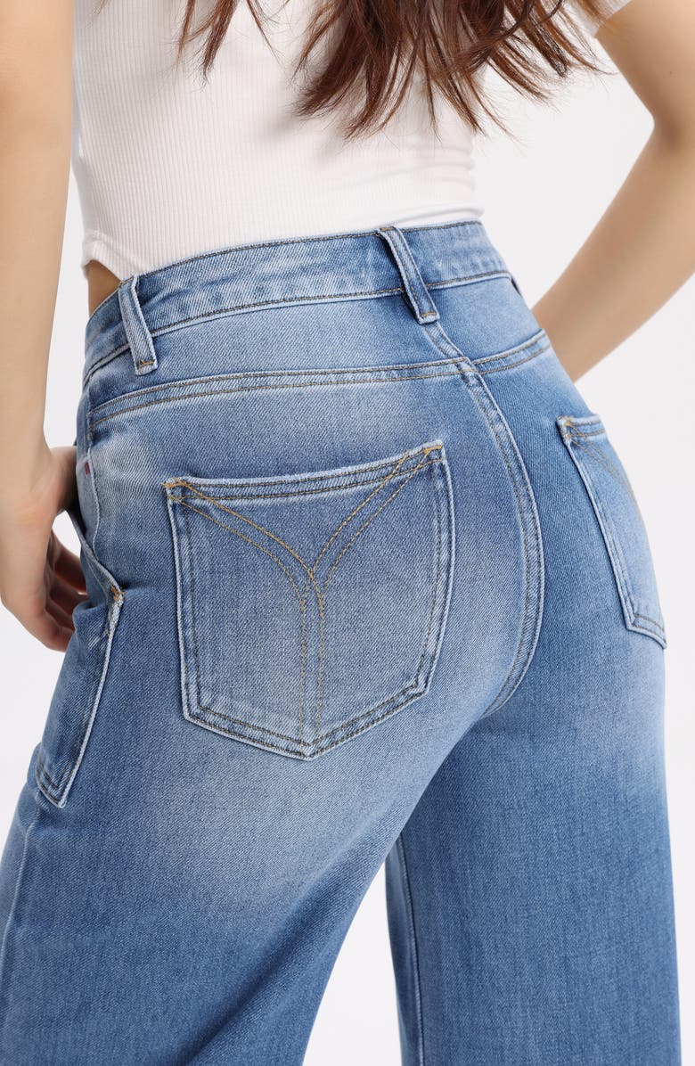 Bayeas Raw Hem High Waist Super Wide Leg Utility Jeans, Alternate, color,