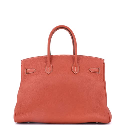 Pre-owned Hermes  Hermes Birkin Handbag Orange Clemence With Palladium Hardware 35 In Red