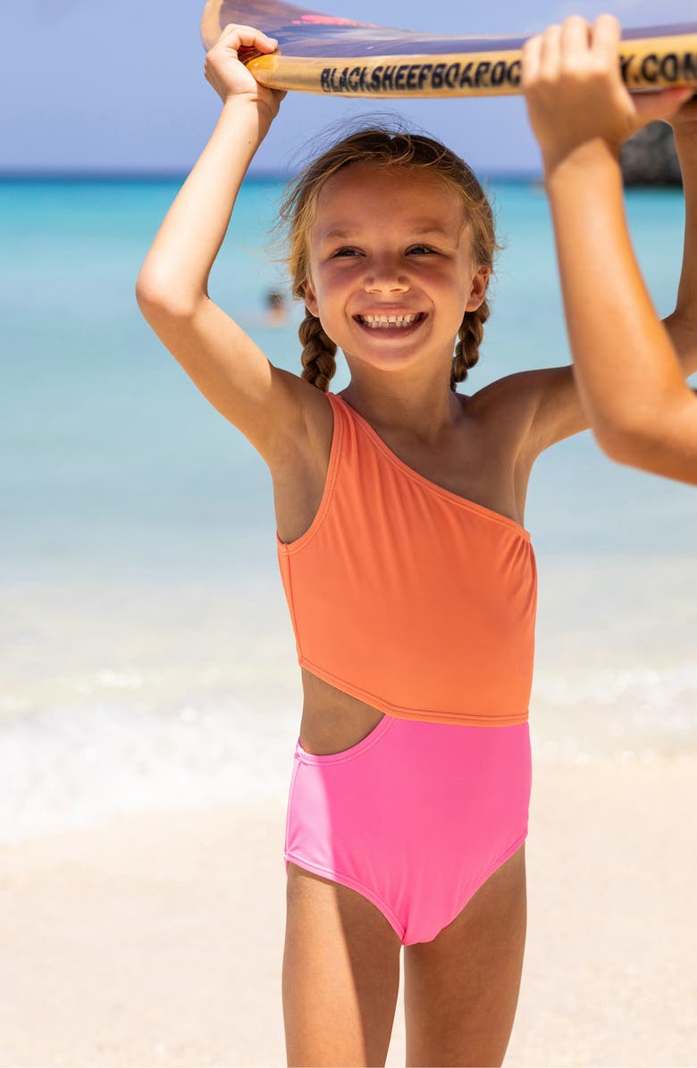 Snapper Rock Kids' Candy Colorblock Cutout One-Piece Swimsuit, Alternate, color, 