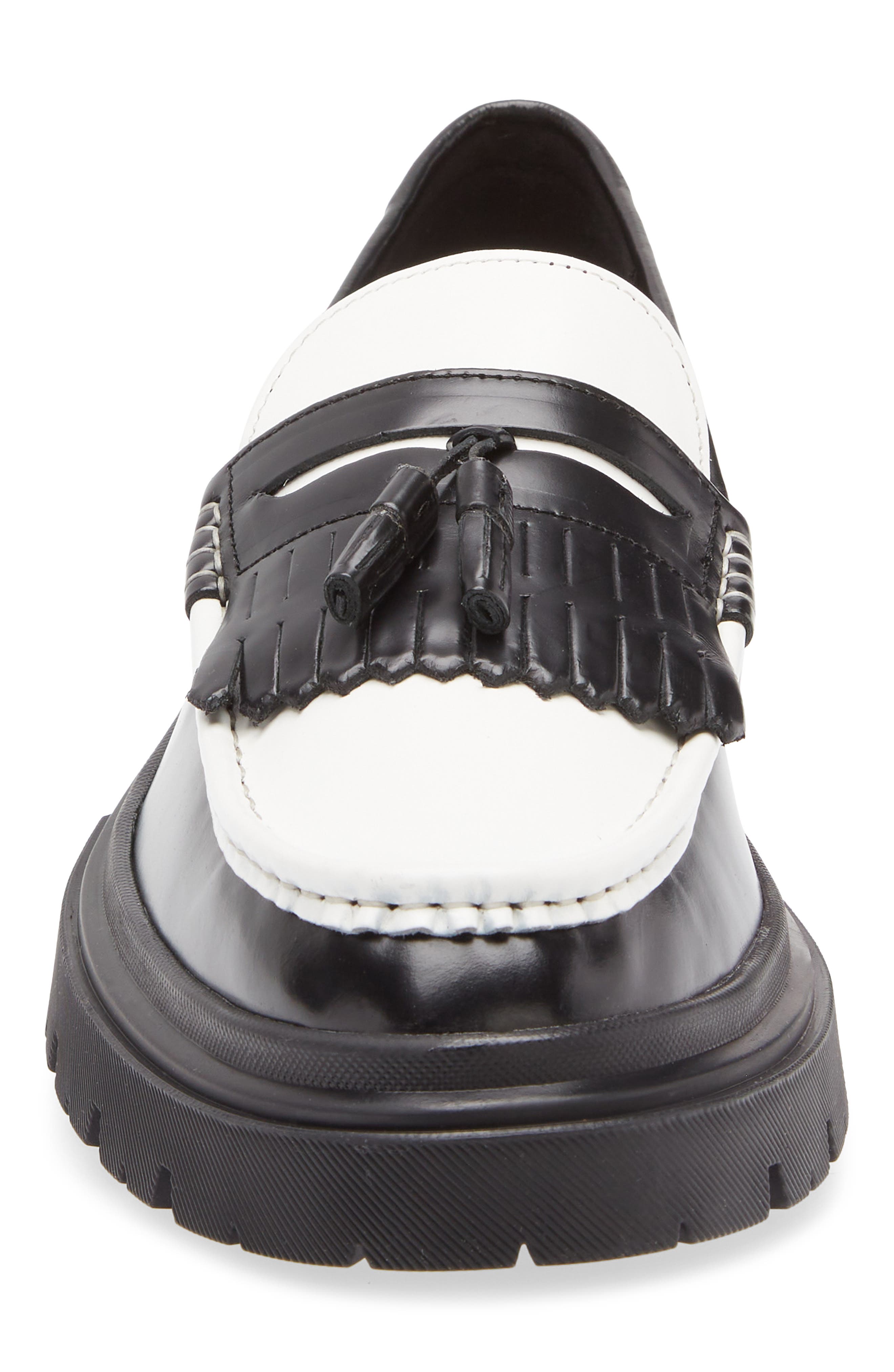 Zillah Penny Loafer, Alternate, color, BLACK WHITE