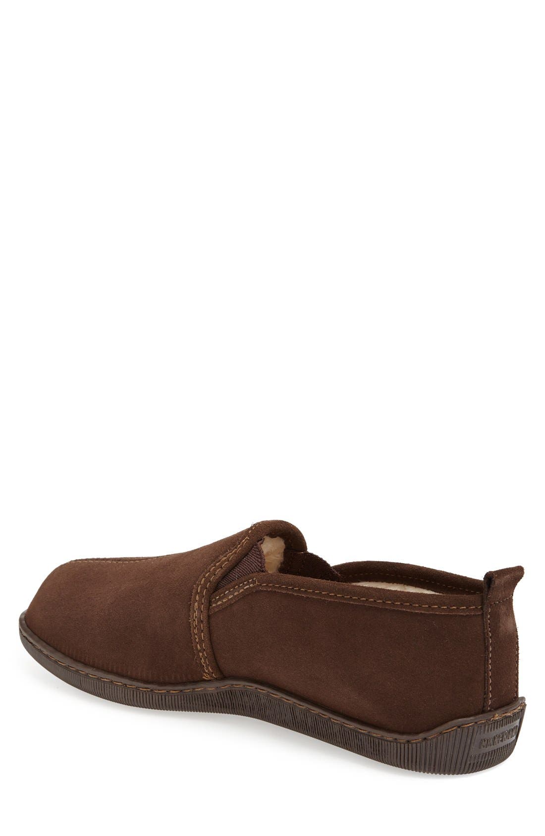 Minnetonka Suede Slipper, Alternate, color, Chocolate