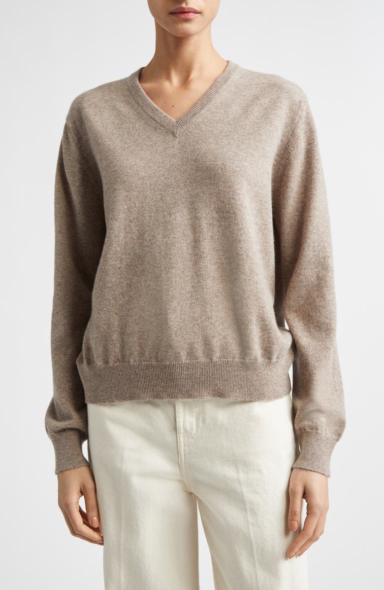 Johnstons of Elgin Lunan Cashmere V-Neck Sweater, Main, color, Ash