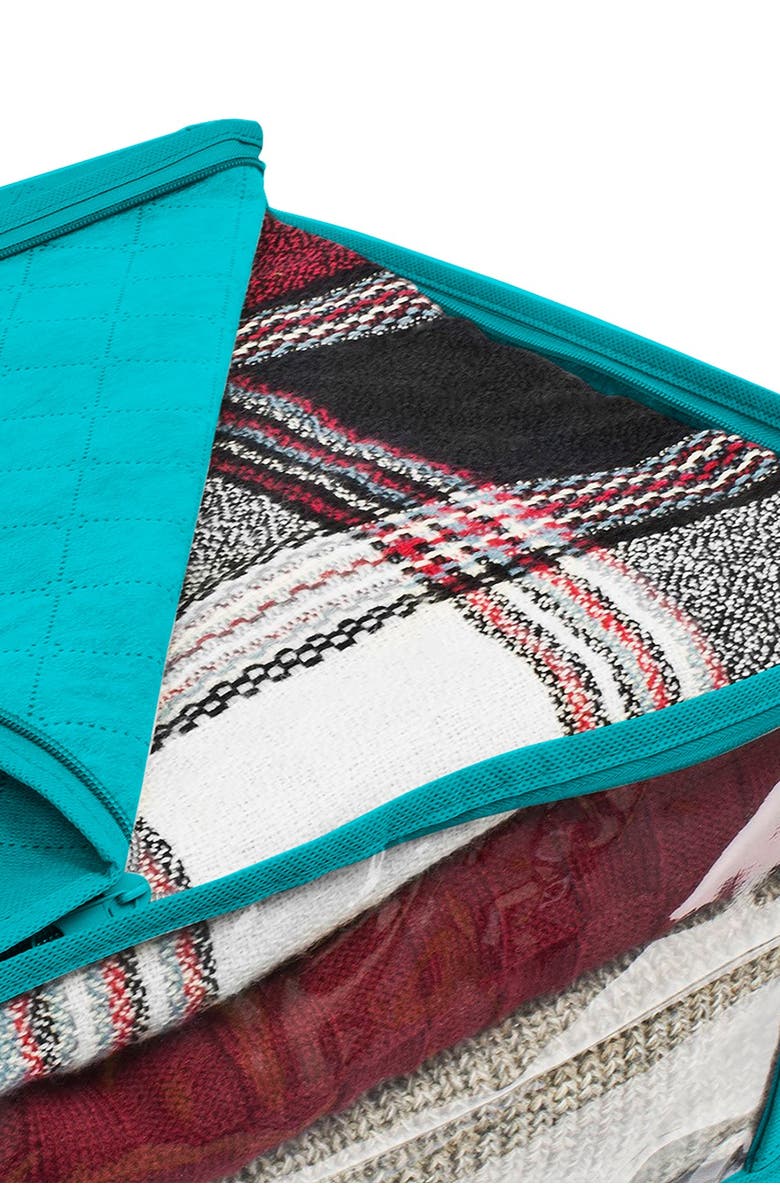 SORBUS Foldable  Large Clear Window & Carry Handles Storage Bag Organizer - Pack of 3 - Aqua, Alternate, color, 