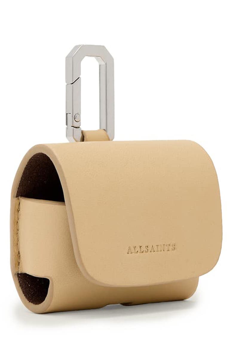AllSaints Hex Leather AirPod Case, Alternate, color, Mellow Yellow