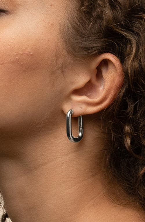 Bearfruit Jewelry Angie Rectangular Hoop Earrings In Silver